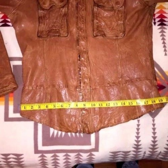 Diesel Leather Brown Western Men Shirt Jacket Sz S - Picture 5 of 8